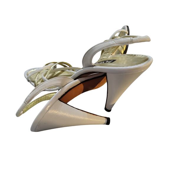 80s Pancaldi Italian Leather Strappy Heels 4 Inch Heel Size 7 1/2 AA Gently Used - Picture 7 of 12